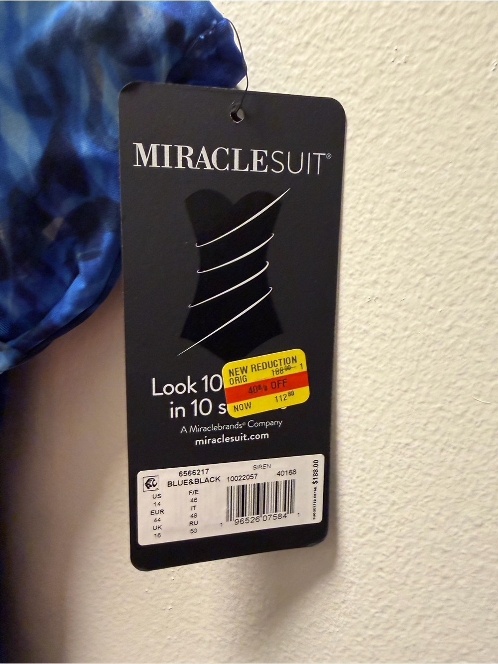 Miraclesuit Blue & Black NWT Sz 14 Padded Cup & Wire Adjustable Straps - Picture 4 of 9